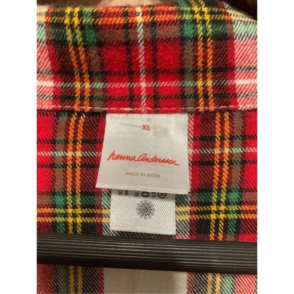 Hanna Andersson XL Adult Holiday Flannel Pajama Top red unisex - Picture 4 of 7